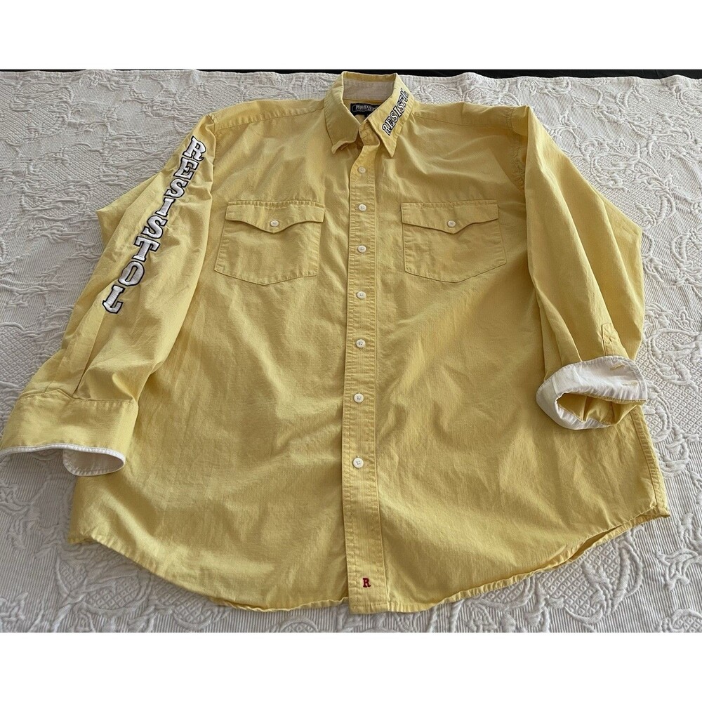 Resistol Rodeo Gear Western Shirt Embroidered Yellow LS Hong Kong Mens Large - Picture 5 of 15